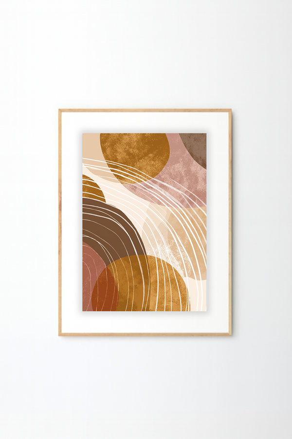 Afro Abstract Line Wall Art – African Inspired Organic Shapes Modern Decor