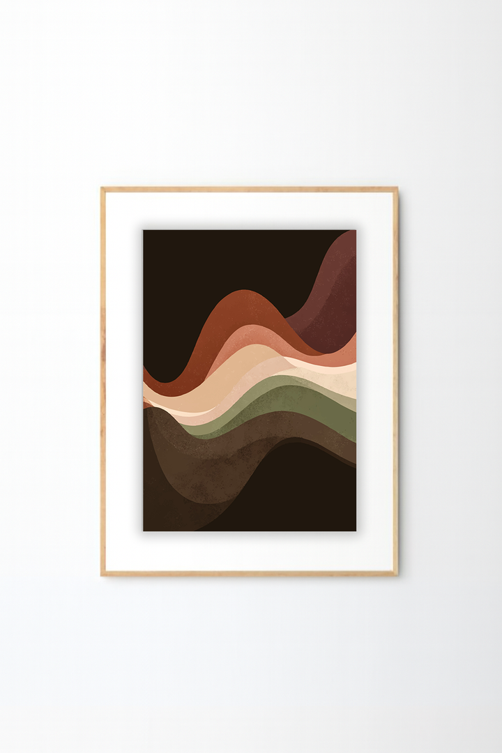 Afro Earth Tone Abstract Wall Art – African Inspired Modern Wave Wall Decor
