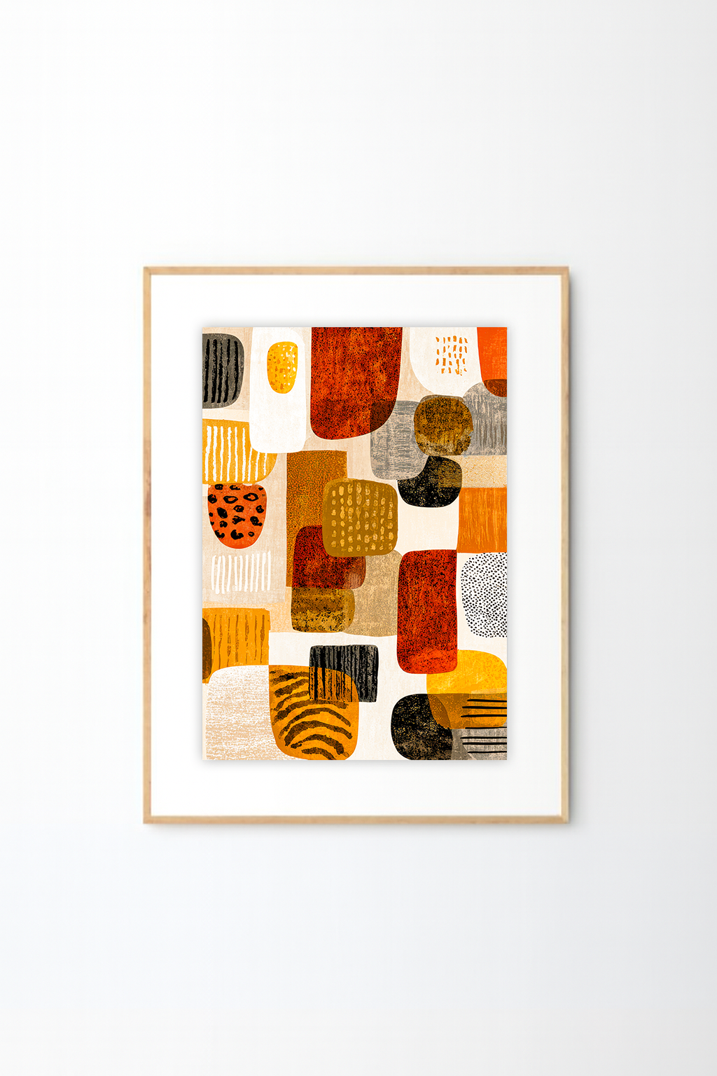 Afro-Bohemian Abstract Wall Art | Earthy Patterned Boho Print