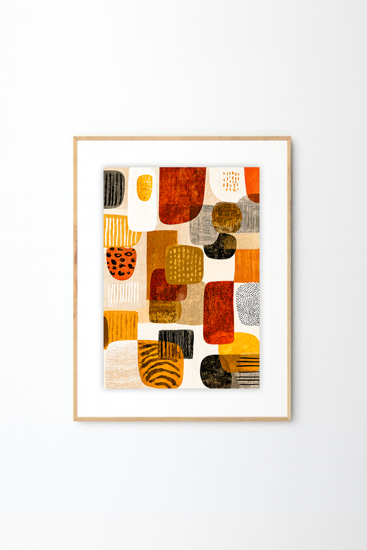 Afro-Bohemian Abstract Wall Art | Earthy Patterned Boho Print