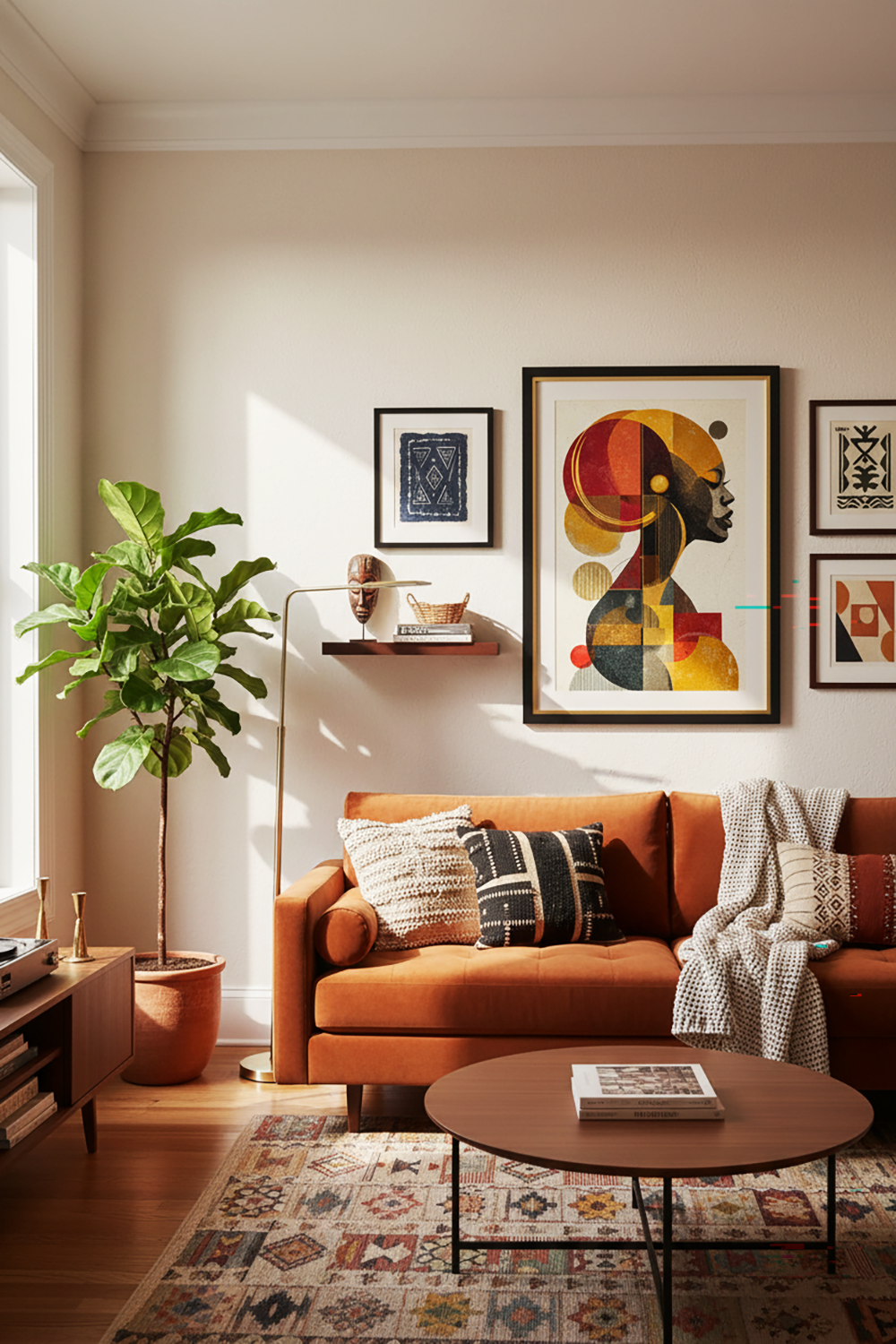 Afro Abstract Portrait Wall Art – Modern Afro Canvas Print