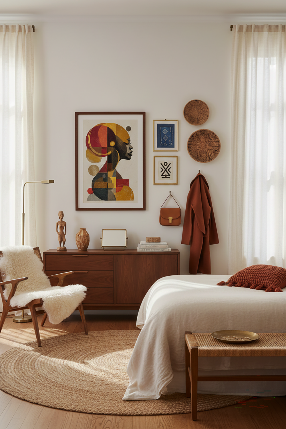 Afro Abstract Portrait Wall Art – Modern Afro Canvas Print