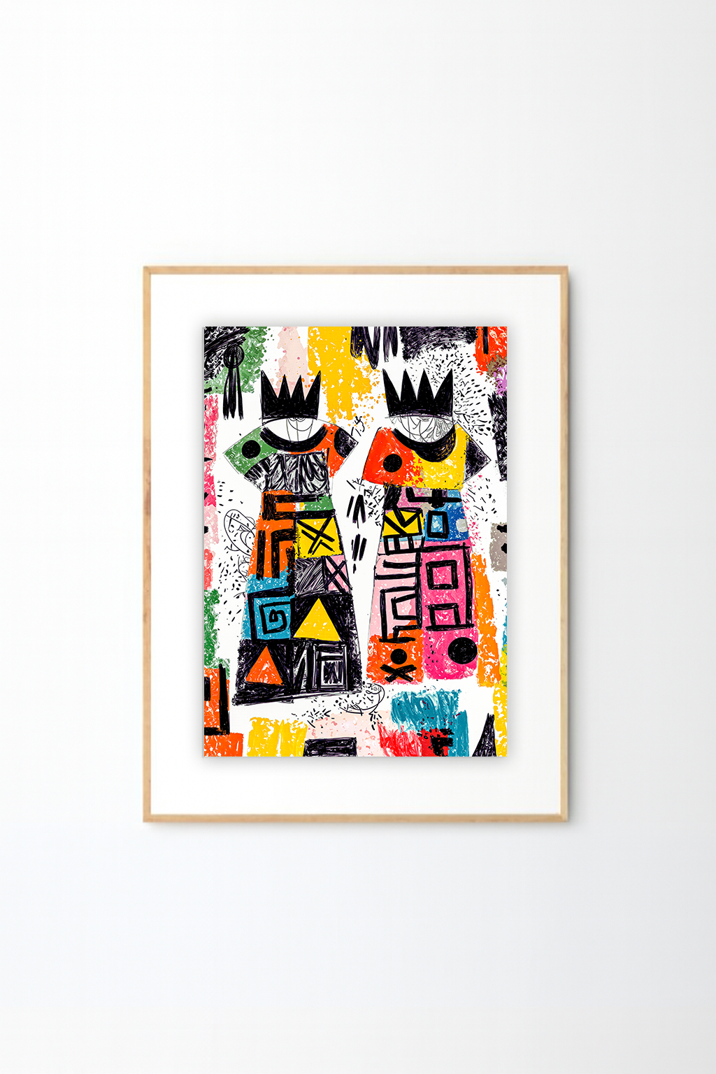 African Graffiti Art Print - Two Crowned Figures
