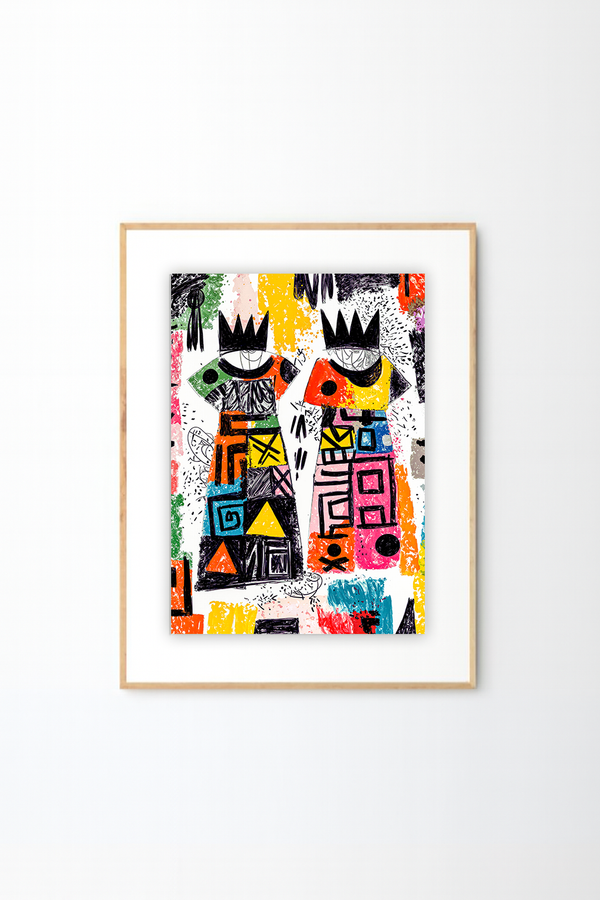 African Graffiti Art Print - Two Crowned Figures