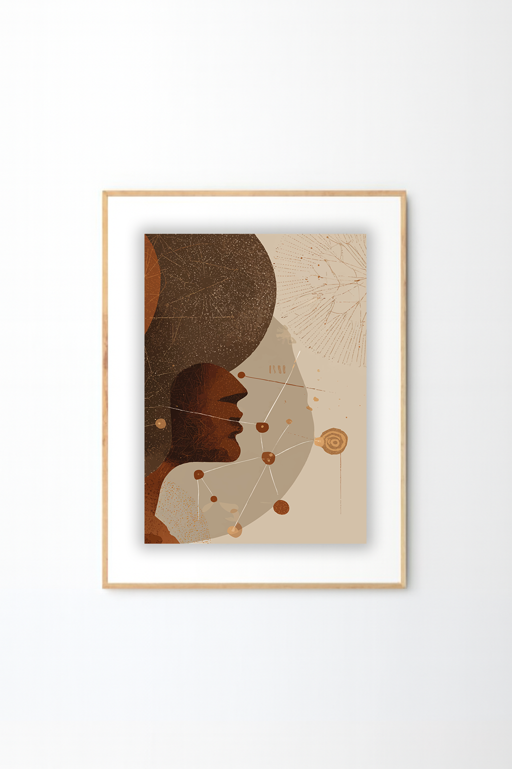Afro Abstract Portrait Wall Art – African Inspired Minimal Line & Texture Decor