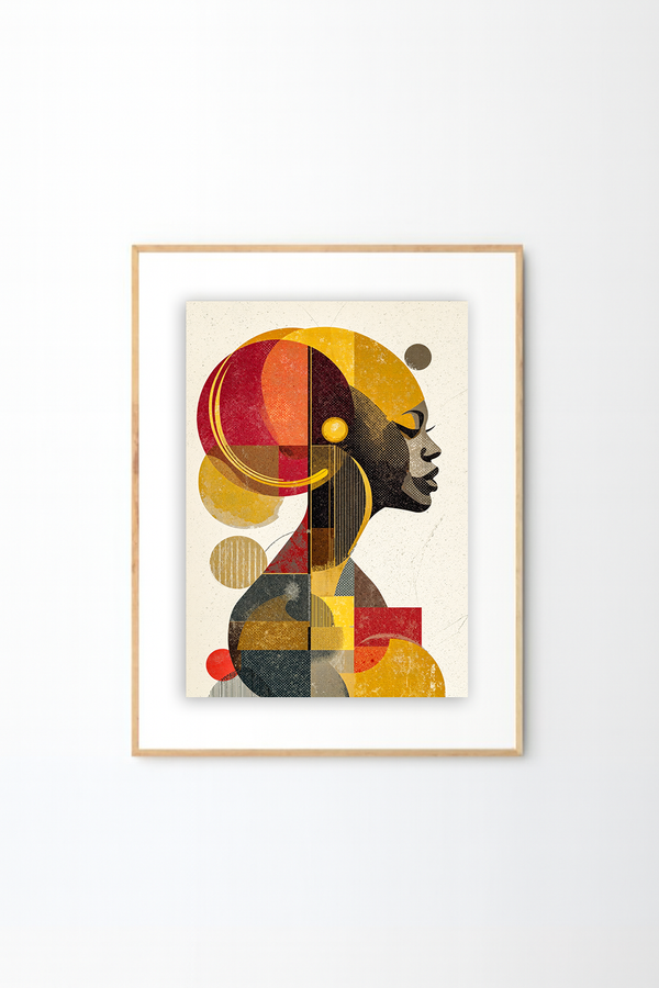 Afro Abstract Portrait Wall Art – Modern Afro Canvas Print