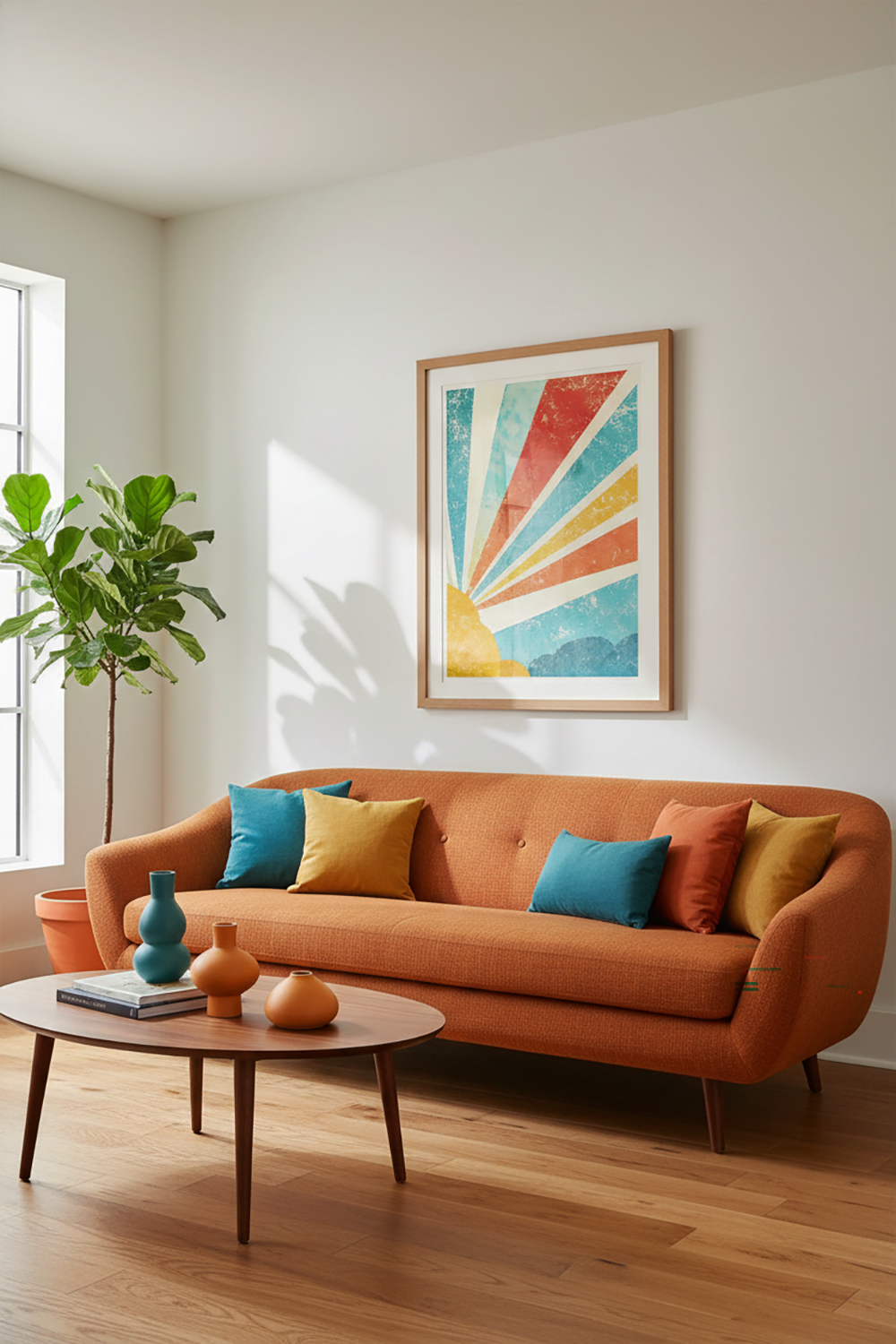 Funhaus Sunrise Rays Abstract Wall Art – Playful Retro Geometric Print