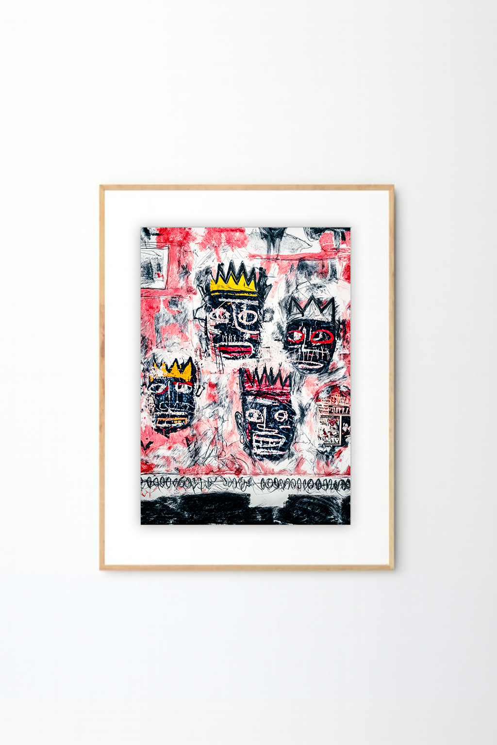 African Urban Art Print - Abstract Faces with Crowns