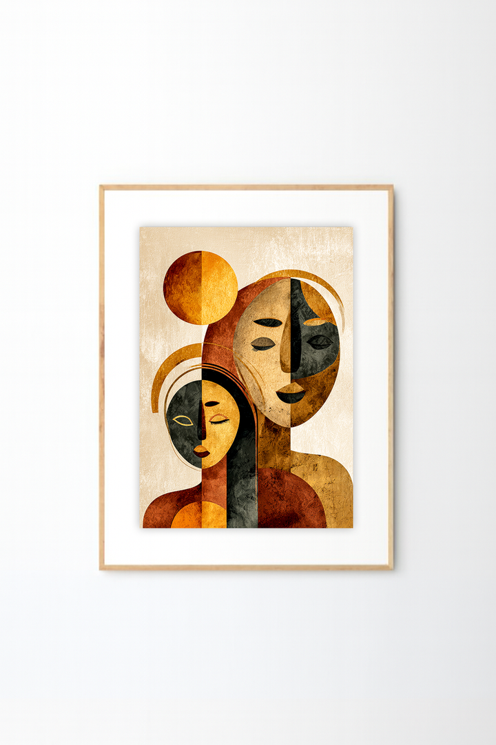 Afro-Bohemian Abstract Figures Wall Art | African Inspired Modern Boho Print