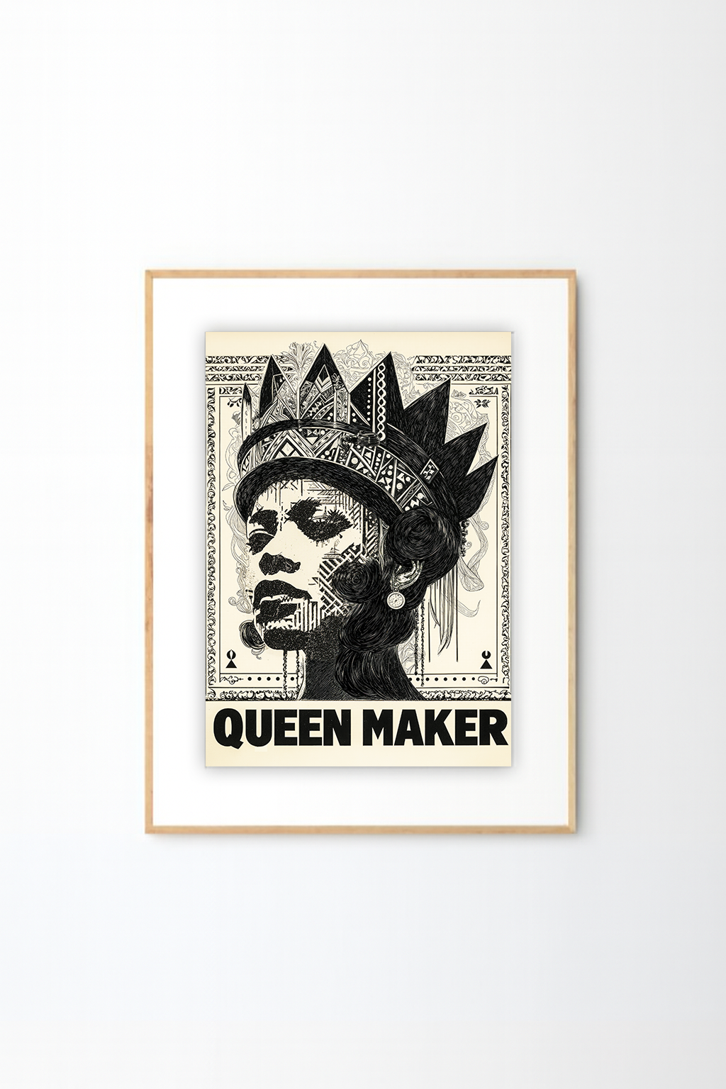 African Black and White Wall Art - Queen Maker Canvas