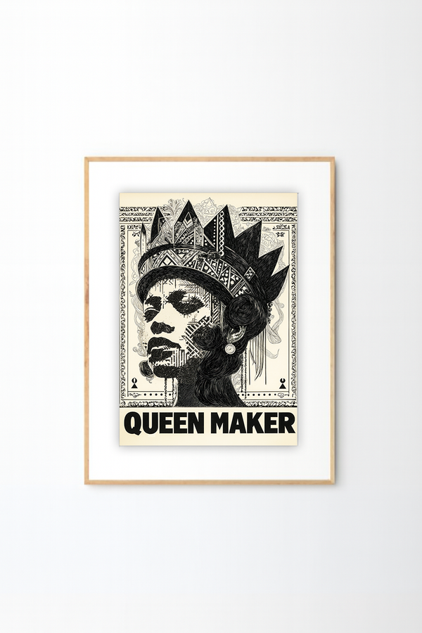 African Black and White Wall Art - Queen Maker Canvas