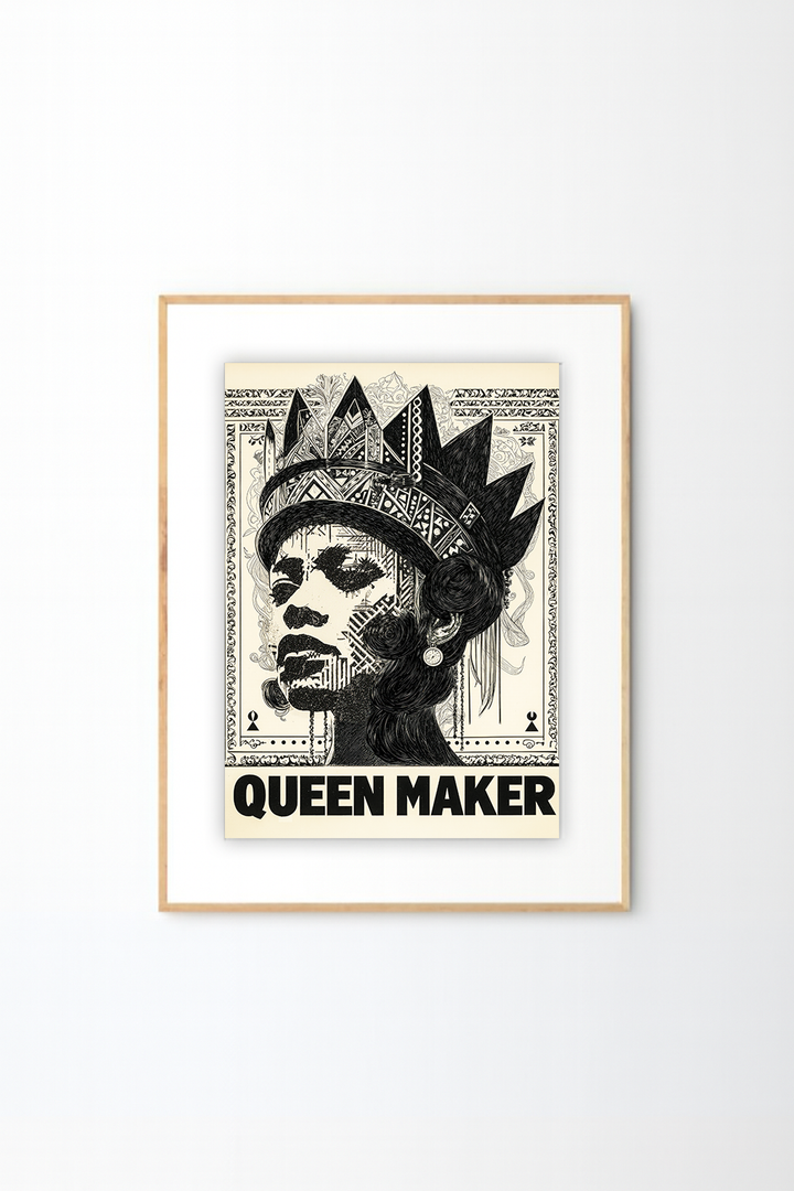 African Black and White Wall Art - Queen Maker Canvas