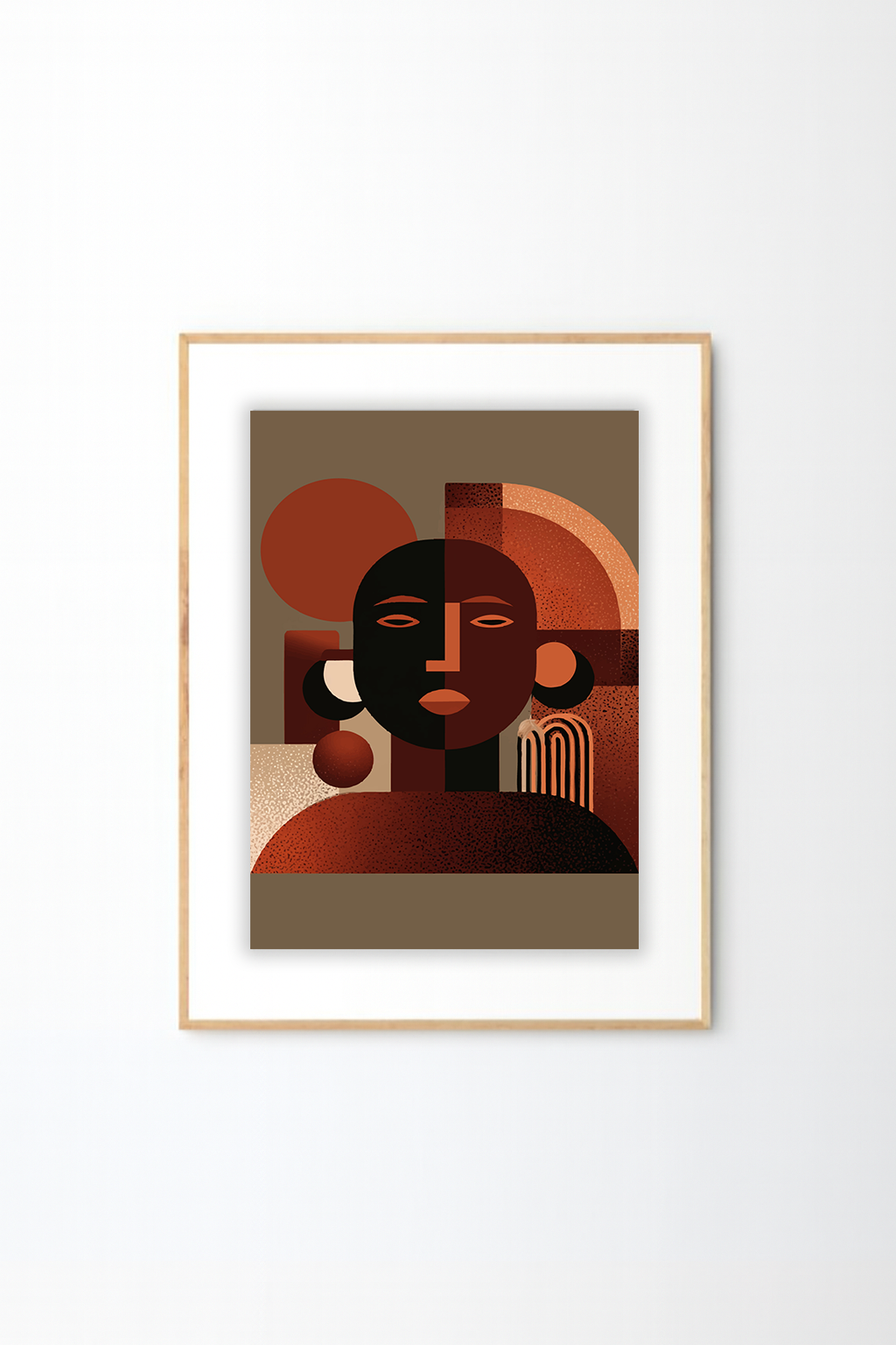 Afro Abstract Face Wall Art – African Inspired Geometric Portrait Modern Wall Decor