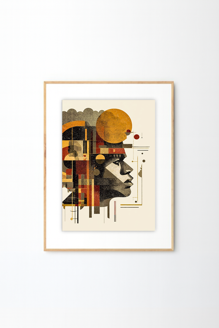 Afro-Bohemian African Profile Wall Art | Modern Afrocentric Abstract Print
