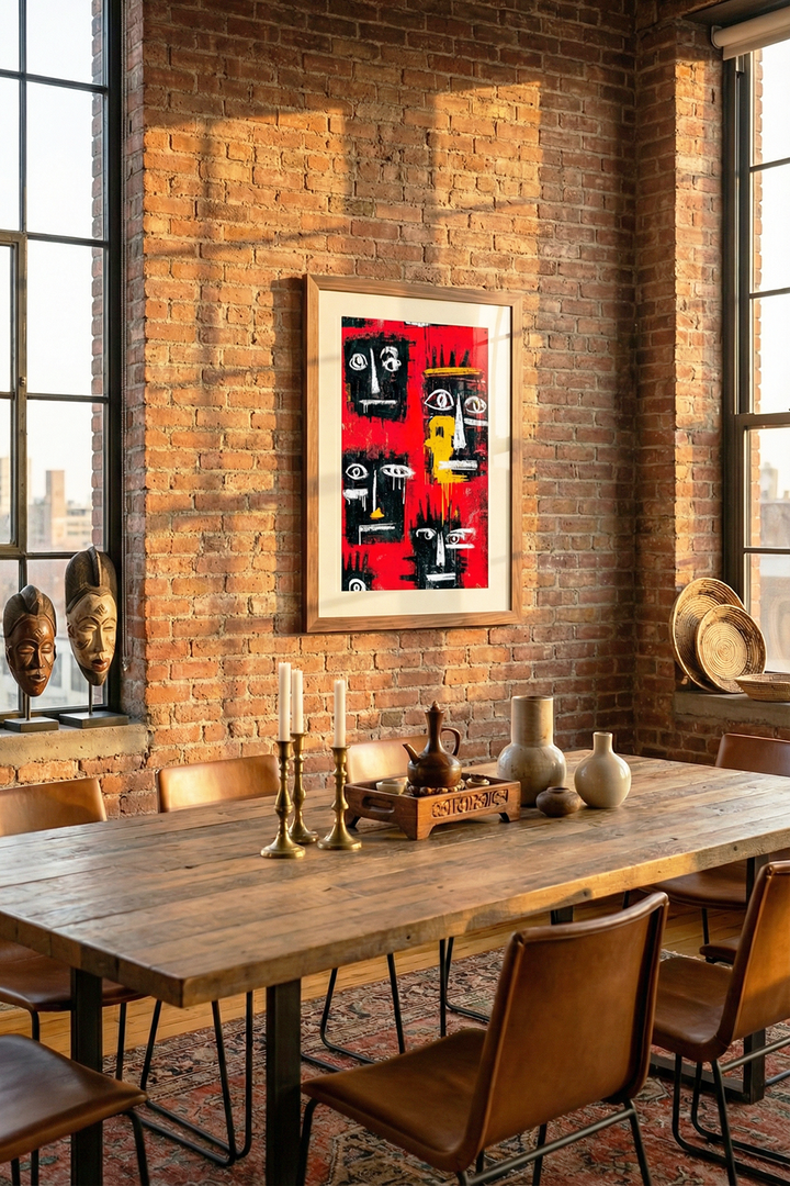 African Tribal Street Art Print - Abstract Red Canvas