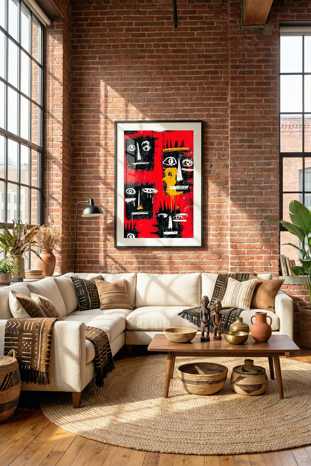 African Tribal Street Art Print - Abstract Red Canvas