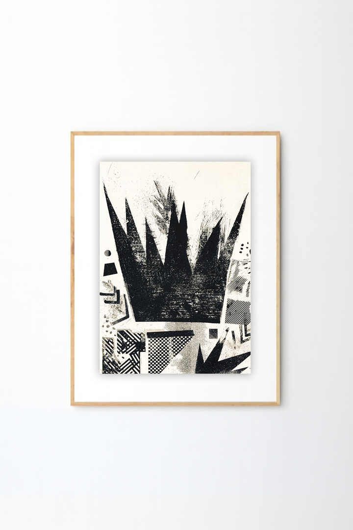 African Basquiat Style Crown Art - Monochrome Canvas