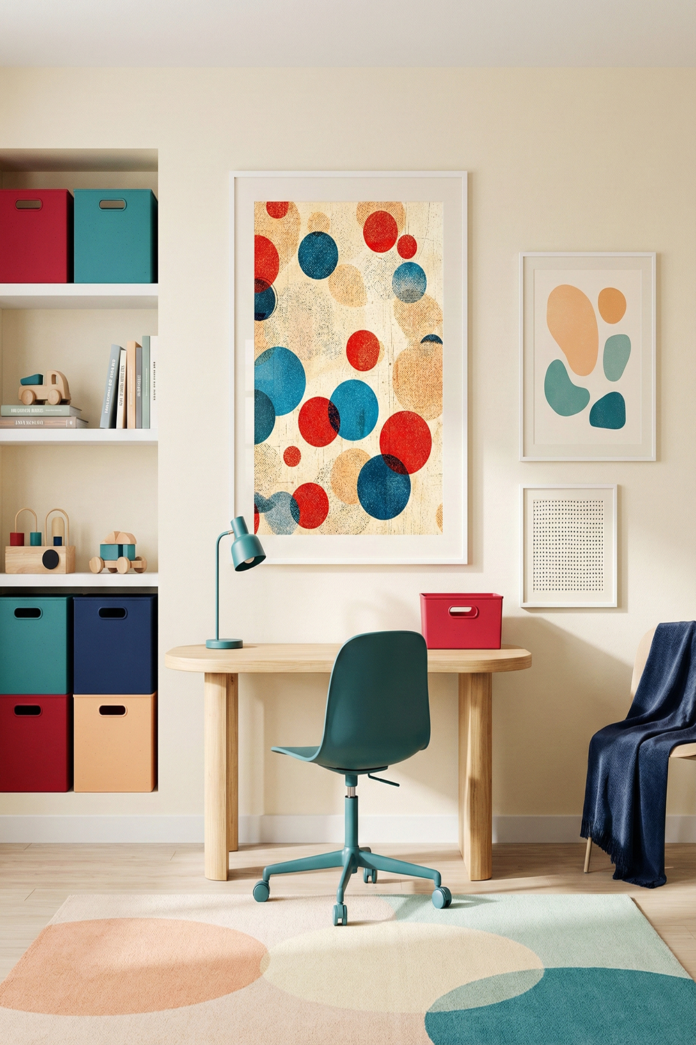 Funhaus Playful Circles Abstract Wall Art – Modern Colorful Geometric Print