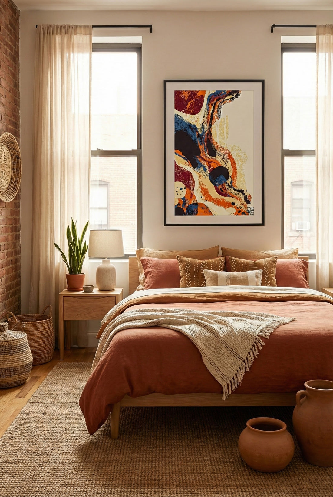 Afro-Bohemian Abstract Wall Art | Earth Tone Modern Boho Art Print