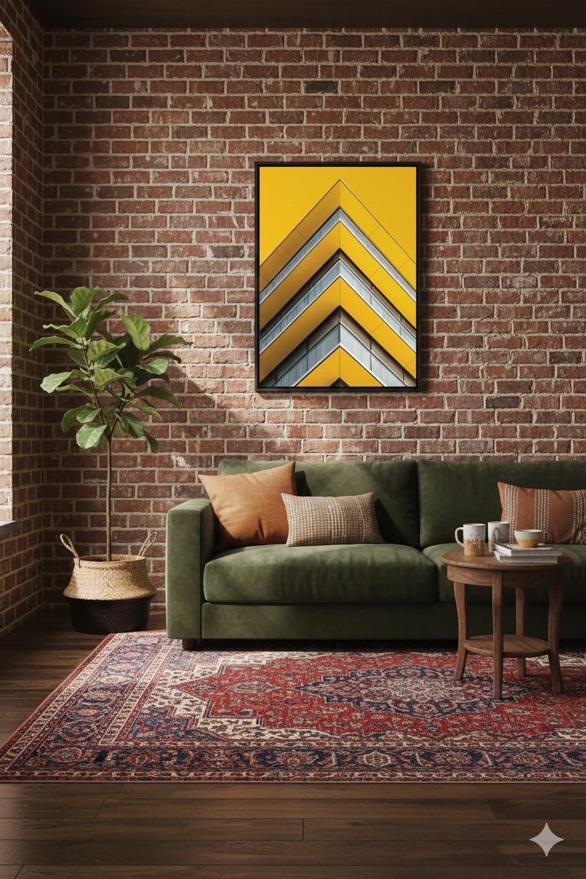 Modern Yellow Architecture Wall Art – Minimal Geometric Building Photography Print