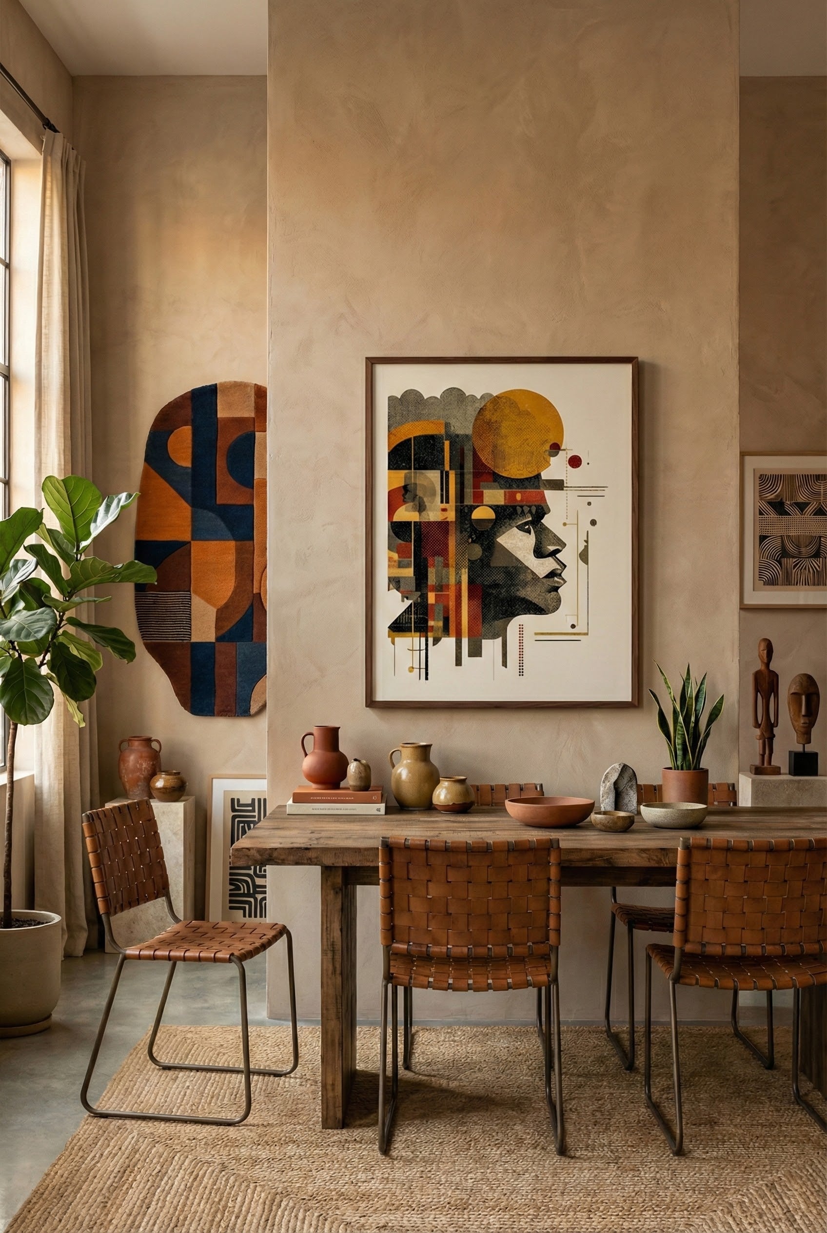 Afro-Bohemian African Profile Wall Art | Modern Afrocentric Abstract Print