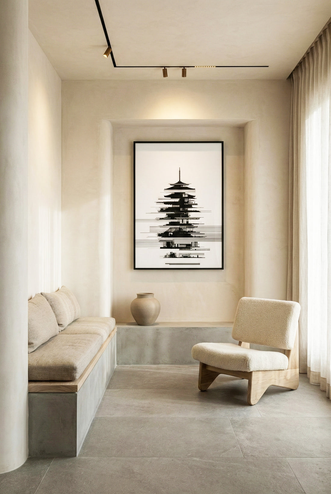 Minimalist Himalayan Pagoda Art | Kathmandu Temple Ink Illustration