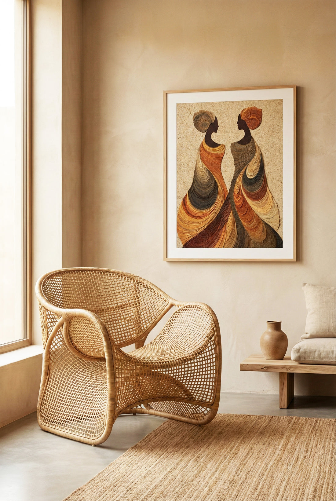 Afro-Boho African Women Wall Art in Warm Earth Tones