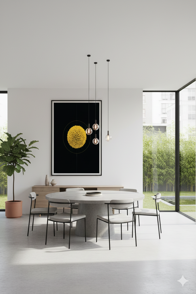 Minimal Black & Gold Abstract Wall Art – Modern Geometric Sphere Design