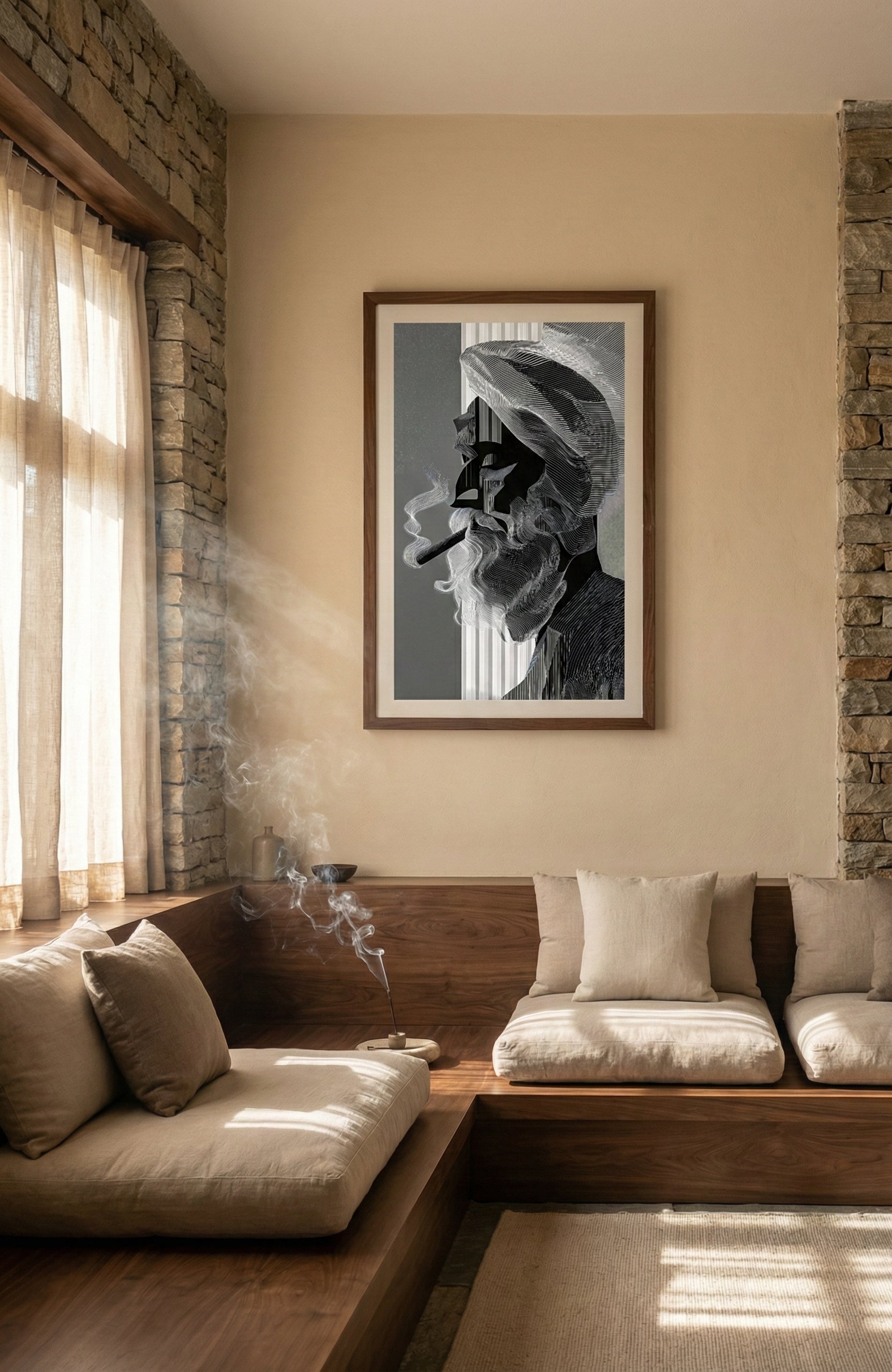 Sufi Silence — Himalayan Abstract Line Art Portrait