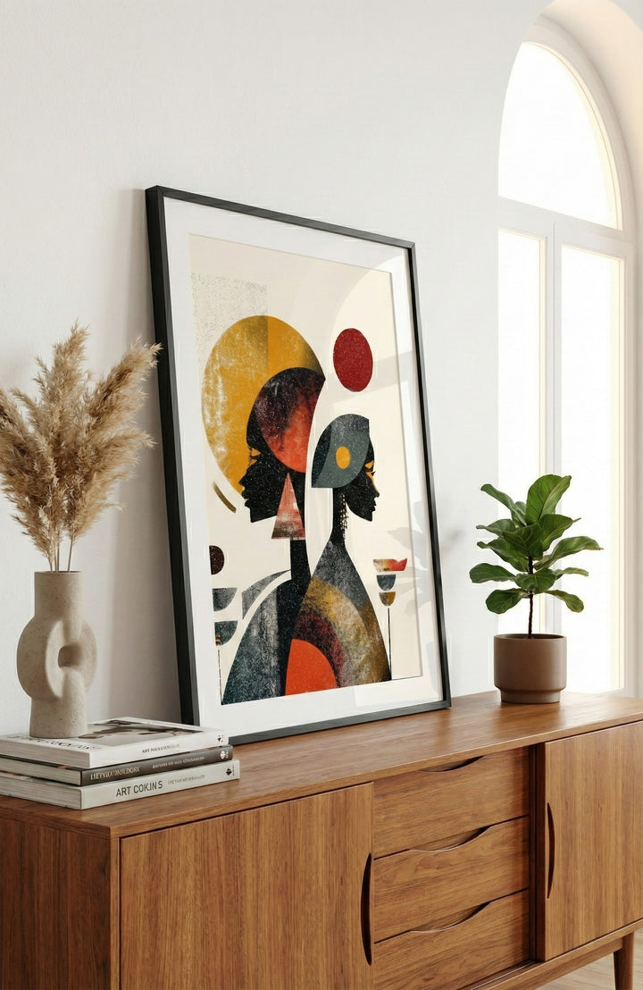 Afro-Bohemian Abstract Figures Wall Art | Modern African Inspired Print