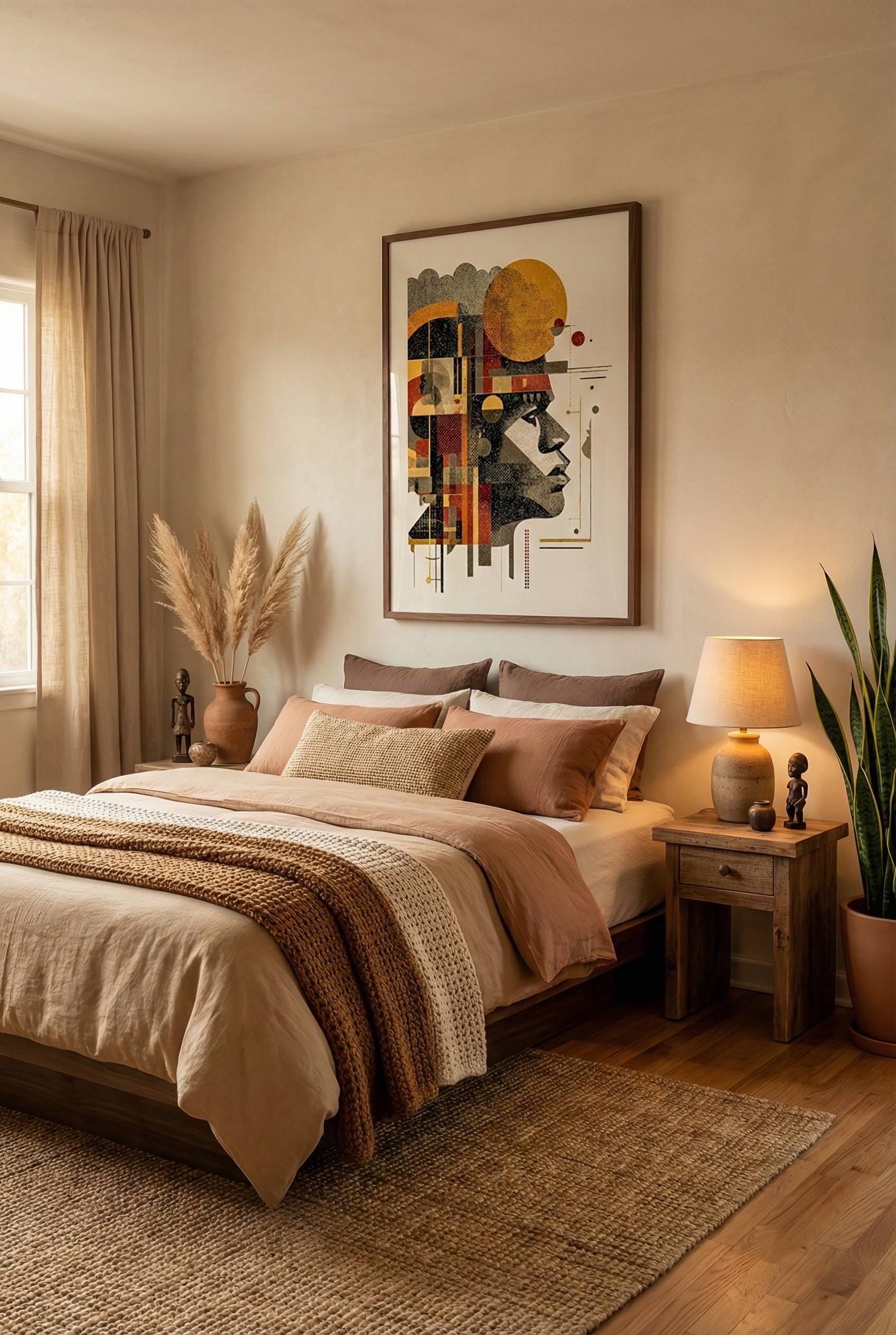 Afro-Bohemian African Profile Wall Art | Modern Afrocentric Abstract Print