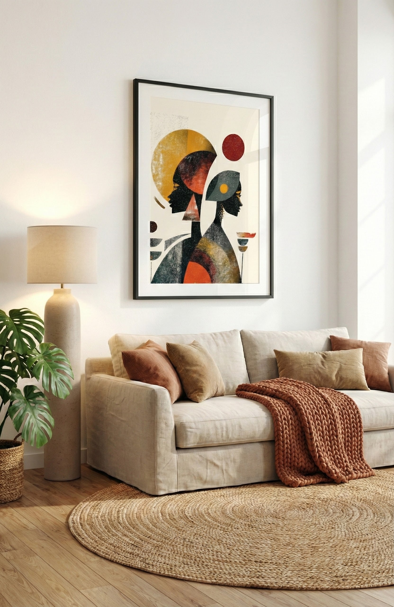 Afro-Bohemian Abstract Figures Wall Art | Modern African Inspired Print