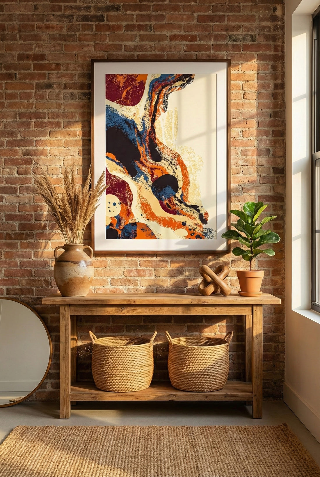 Afro-Bohemian Abstract Wall Art | Earth Tone Modern Boho Art Print