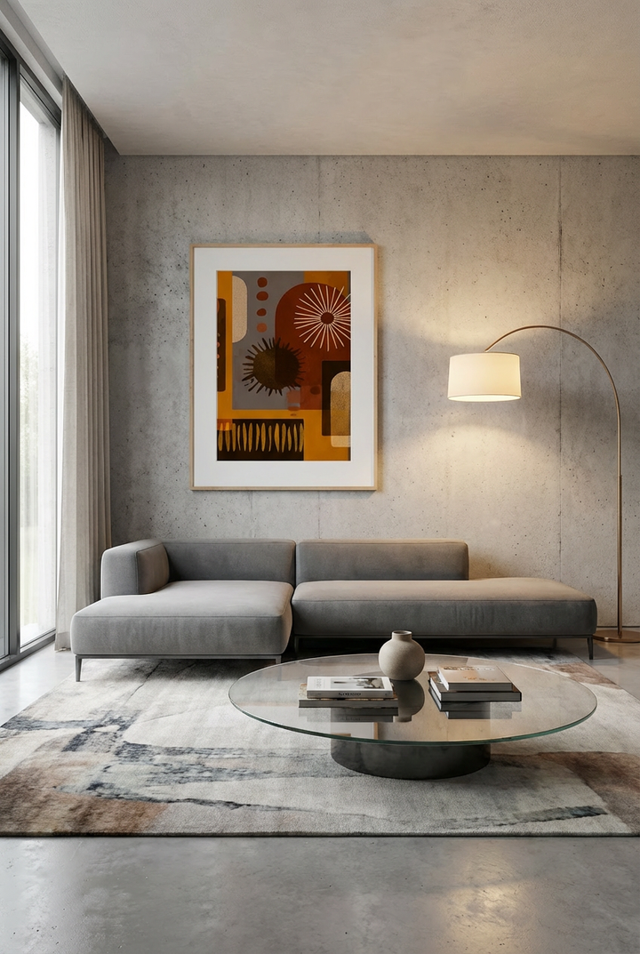 Afro Abstract Geometric Wall Art – Earth Tone African-Inspired Print