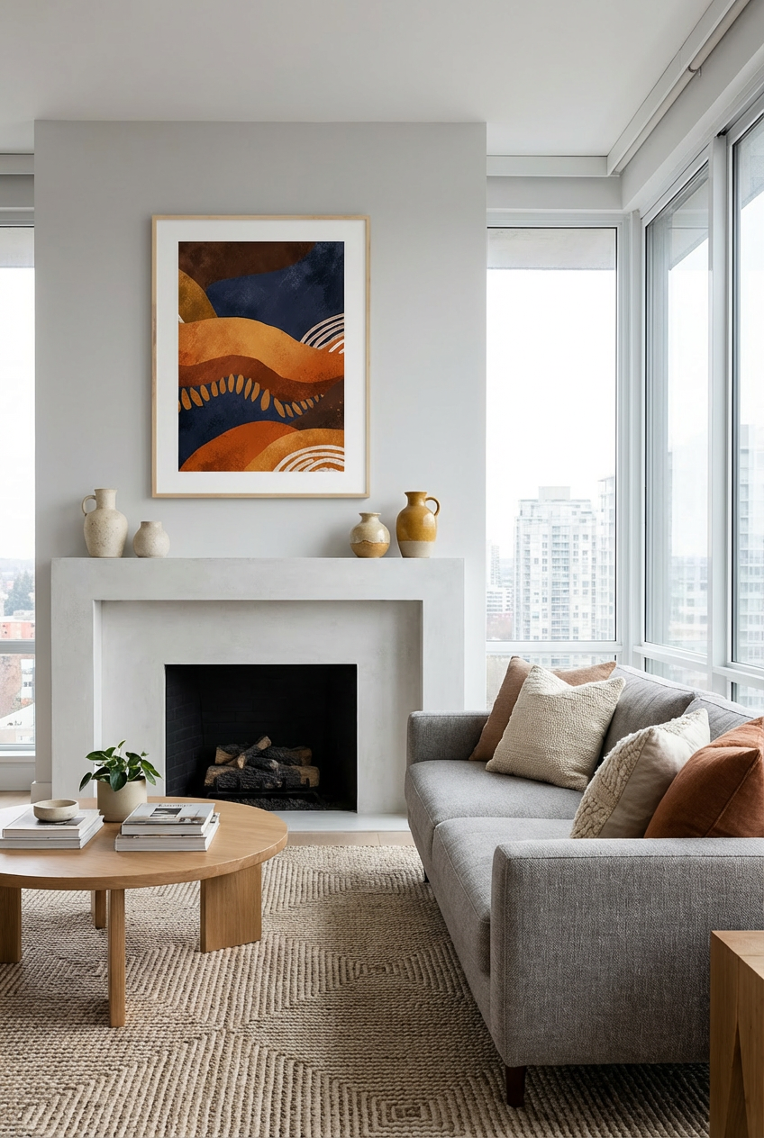Afro Abstract Landscape Wall Art – African Inspired Earth Tone Modern Wall Decor