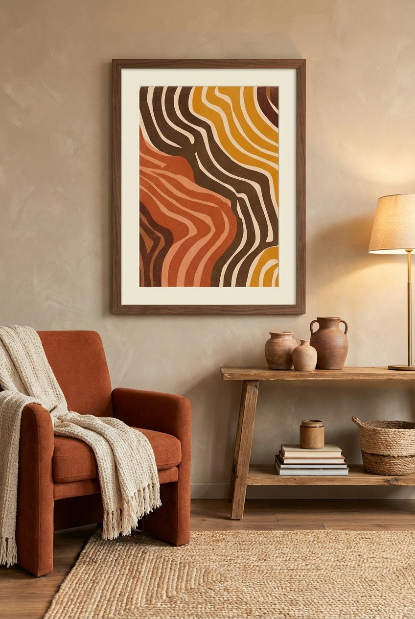 Afro Abstract Earth Tone Wall Art – Modern Afro Pattern Print