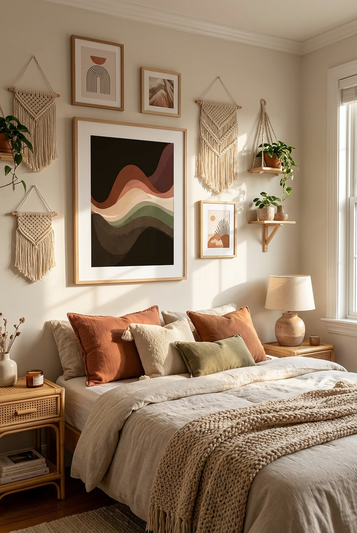 Afro Earth Tone Abstract Wall Art – African Inspired Modern Wave Wall Decor