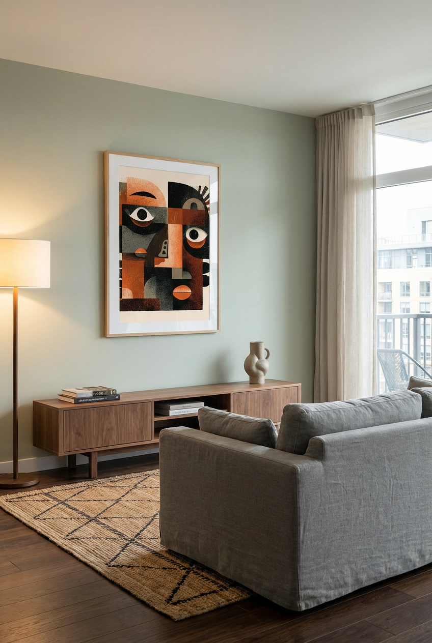 Afro Abstract Face Wall Art Print – Modern African Inspired Geometric Portrait Poster
