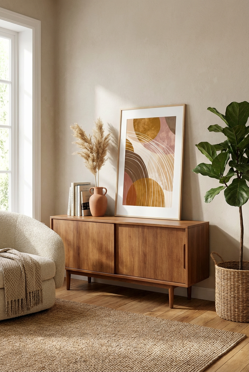 Afro Abstract Line Wall Art – African Inspired Organic Shapes Modern Decor