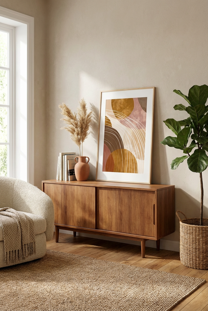 Afro Abstract Line Wall Art – African Inspired Organic Shapes Modern Decor