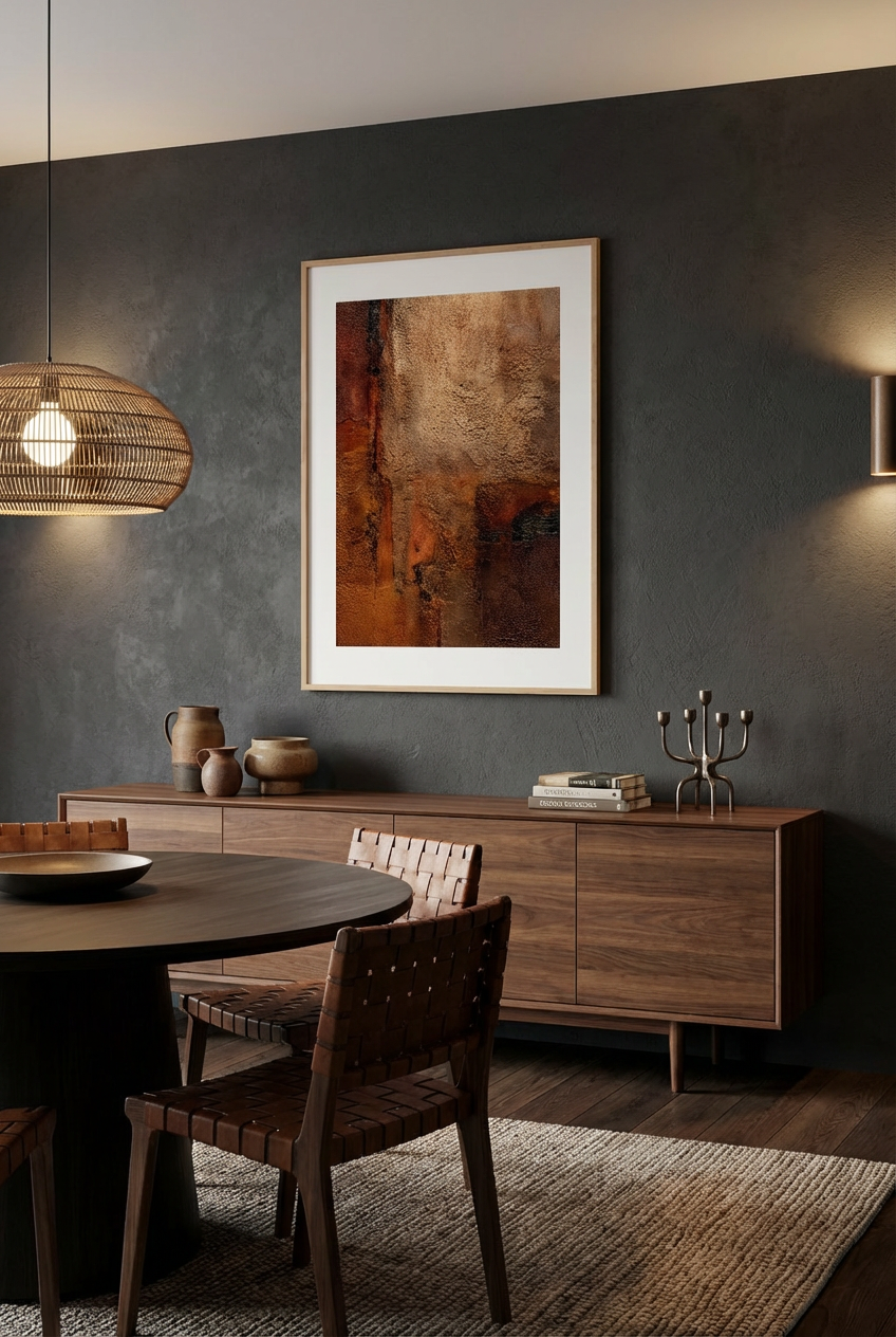 Afro Earth Tone Abstract Wall Art – African Inspired Textured Rustic Wall Decor