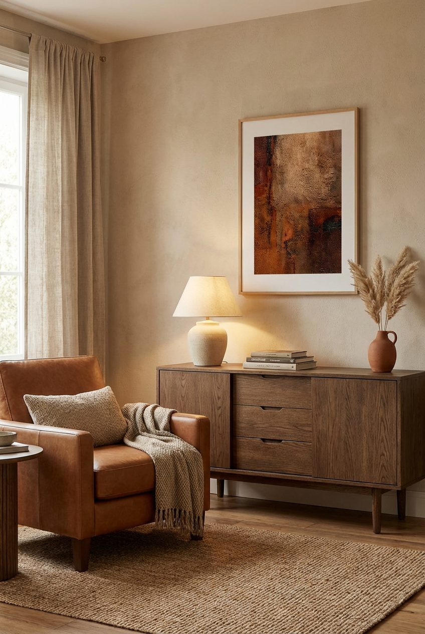 Afro Earth Tone Abstract Wall Art – African Inspired Textured Rustic Wall Decor