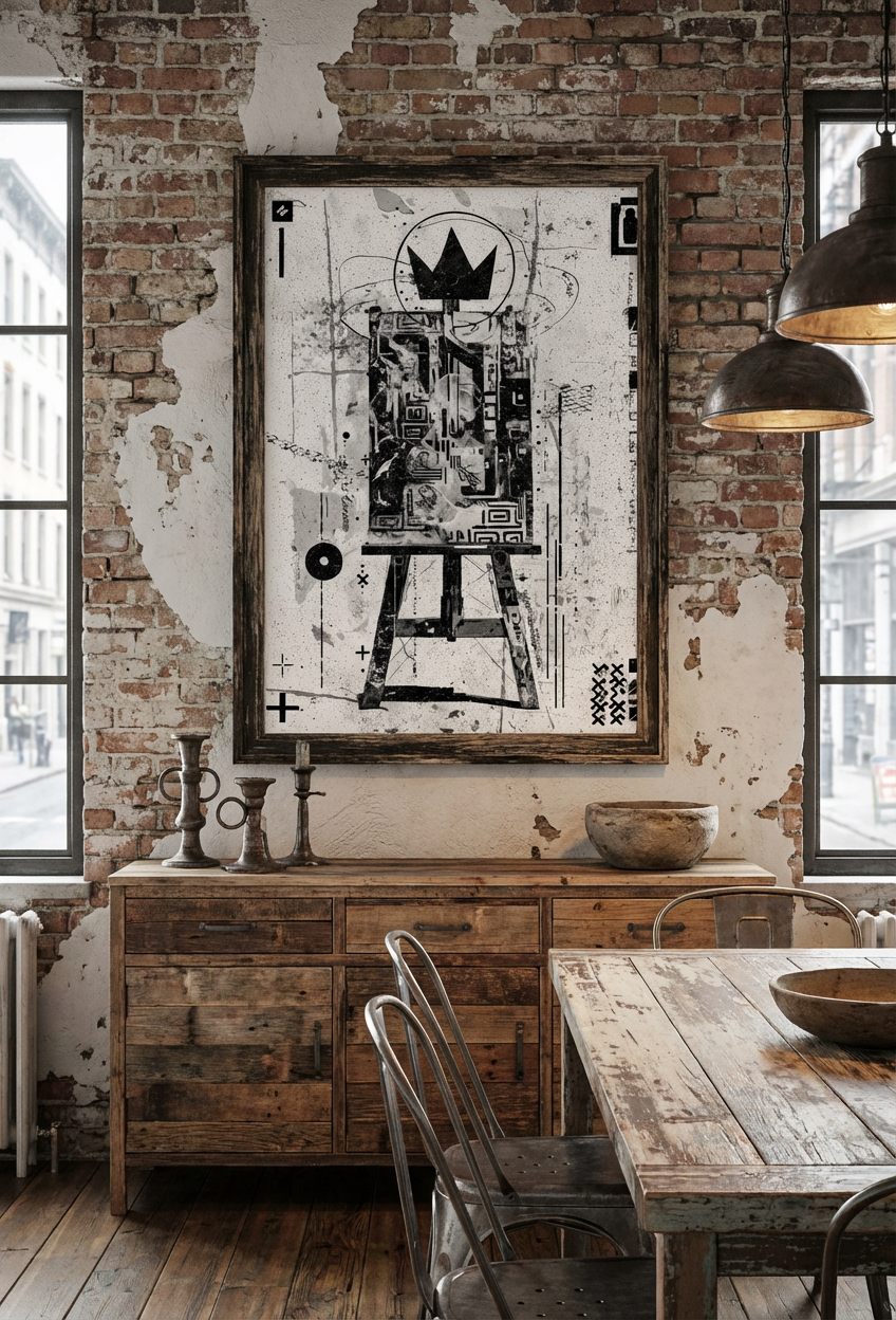 Afro Street Art Crown Wall Art – Black and White Urban Afrocentric Print
