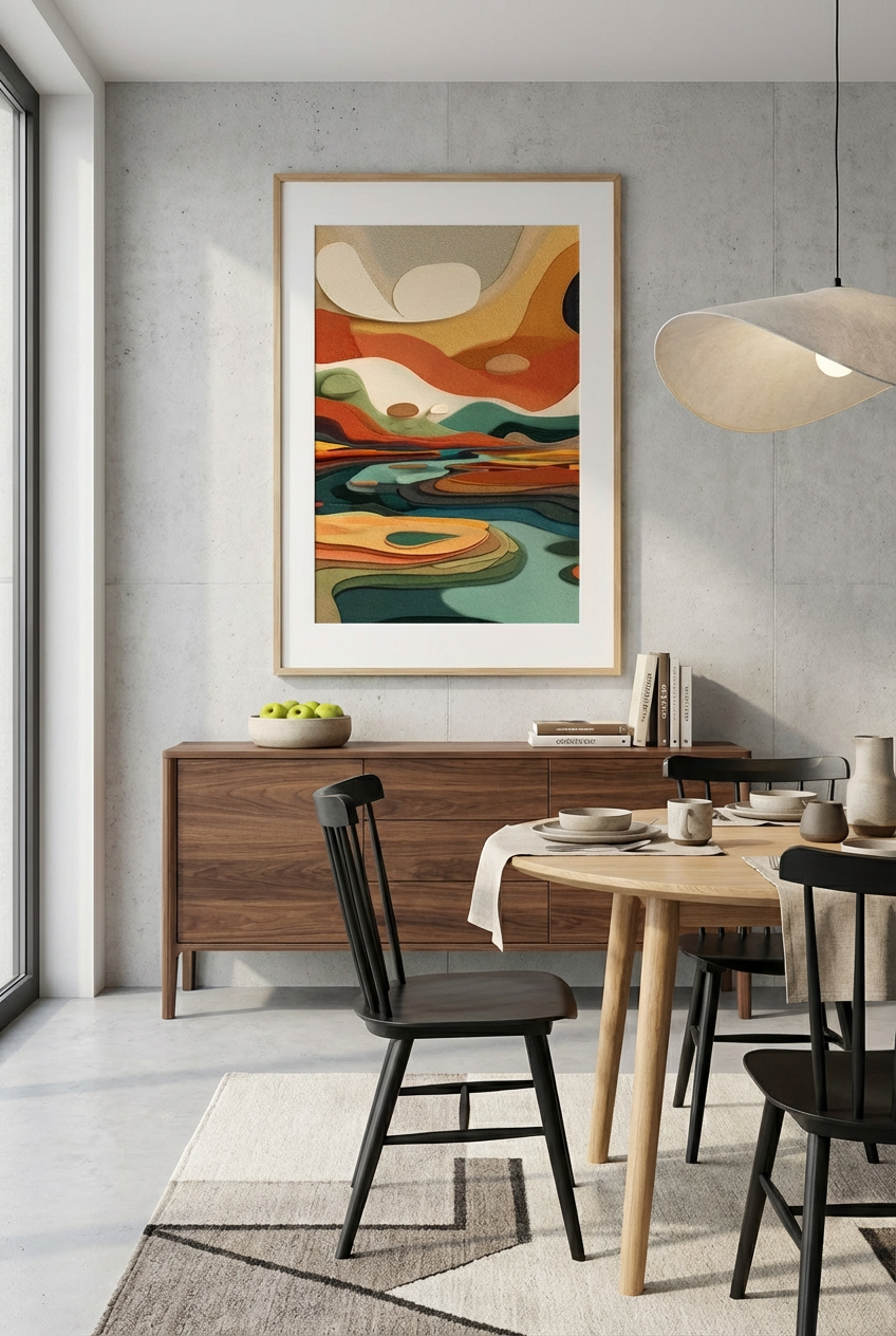 Afro Abstract Landscape Wall Art – African Inspired Earth Tone Modern Wall Decor
