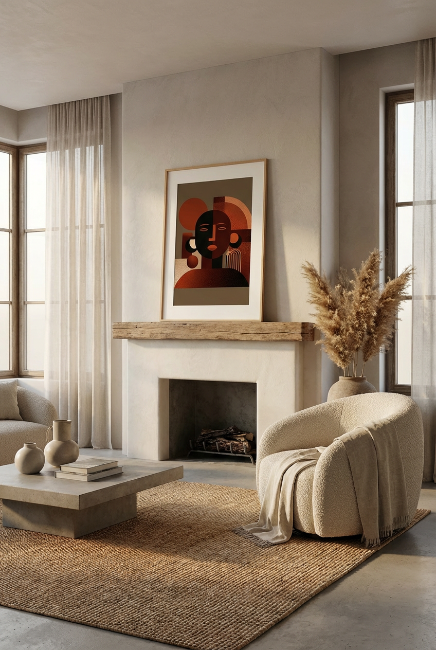 Afro Abstract Face Wall Art – African Inspired Geometric Portrait Modern Wall Decor