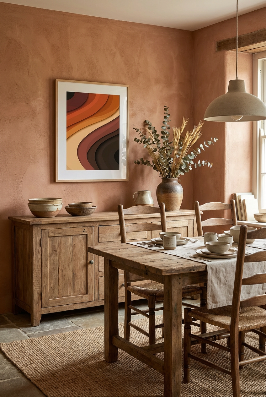 Afro Abstract Wave Wall Art – African Inspired Earth Tone Modern Wall Decor