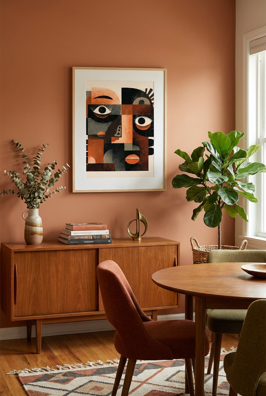 Afro Abstract Face Wall Art Print – Modern African Inspired Geometric Portrait Poster
