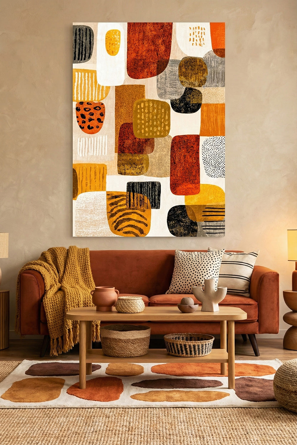 Afro-Bohemian Abstract Wall Art | Earthy Patterned Boho Print