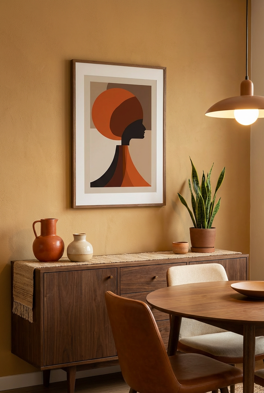 Afro Minimalist Portrait Wall Art – African Inspired Modern Silhouette Wall Decor