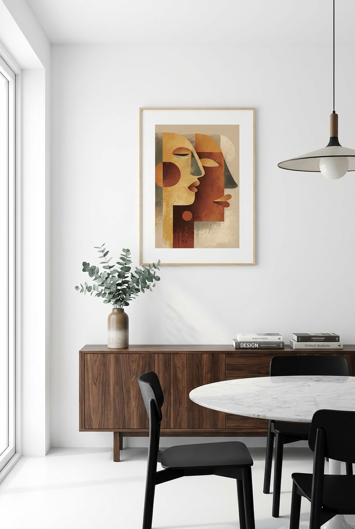 Afro Abstract Face Wall Art – African Inspired Dual Portrait Modern Wall Decor